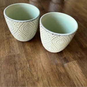 Mini Plant Pots Set of 2 Succulent Planters Off White and Charcoal Gray